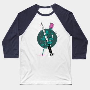 Rose and Dagger Design Baseball T-Shirt